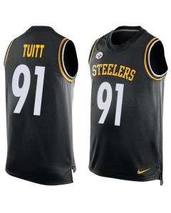 Steelers #91 Stephon Tuitt Black Team Color Men's Stitched NFL Limited Tank Top Jersey