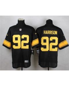 Steelers #92 James Harrison Black(Gold No.) Men's Stitched NFL Elite Jersey