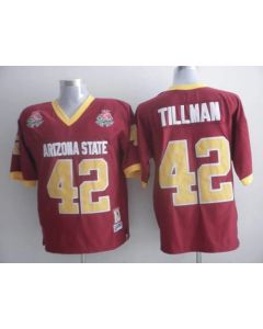 Sun Devils #42 Pat Tillman Red 1997 Rose Bowl Patch Stitched NCAA Jersey