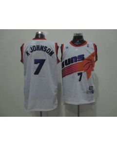 Suns #7 Kevin Johnson White Swingman Throwback Stitched NBA Jersey