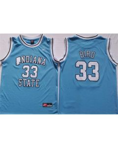 Sycamores #33 Larry Bird Blue Hardwood Legends Basketball Stitched Jersey