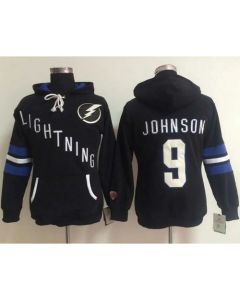 Tampa Bay Lightning #9 Tyler Johnson Black Women's Old Time Heidi NHL Hoodie