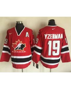 Team CA. #19 Steve Yzerman Red/Black 2002 Olympic Throwback Stitched NHL Jersey