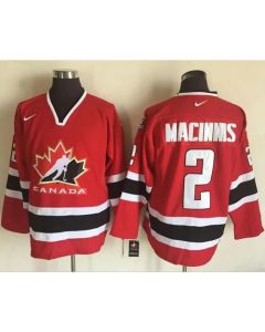 Team CA. #2 Al MacInnis Red/Black 2002 Olympic Throwback Stitched NHL Jersey