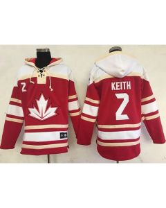 Team CA. #2 Duncan Keith Red Sawyer Hooded Sweatshirt 2016 World Cup Stitched NHL Jersey