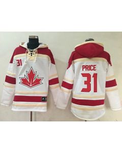 Team CA. #31 Carey Price White Sawyer Hooded Sweatshirt 2016 World Cup Stitched NHL Jersey