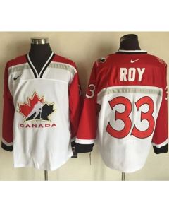 Team CA. #33 Patrick Roy White/Red Throwback Stitched NHL Jersey