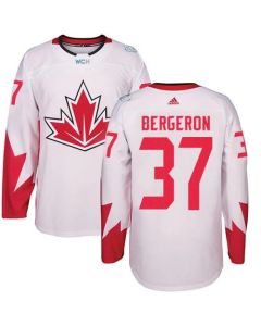 Team CA. #37 Patrice Bergeron White 2016 World Cup Stitched NHL Jersey