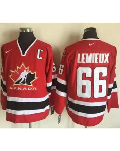 Team CA. #66 Mario Lemieux Red/Black 2002 Olympic Throwback Stitched NHL Jersey