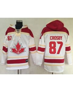 Team CA. #87 Sidney Crosby White Sawyer Hooded Sweatshirt 2016 World Cup Stitched NHL Jersey