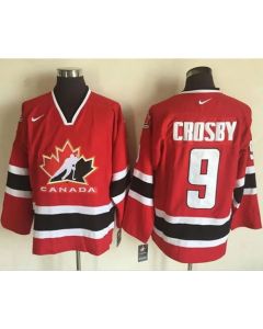 Team CA. #9 Sidney Crosby Red/Black 2002 Olympic Throwback Stitched NHL Jersey