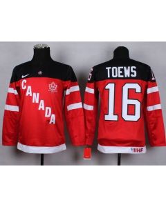Team Canada #16 Jonathan Toews Red 100th Anniversary Stitched Youth NHL Jersey