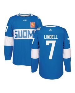 Team Finland #7 Esa Lindell Blue 2016 World Cup Stitched NHL Jersey