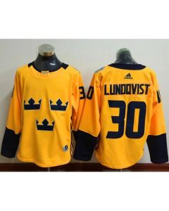 Team Sweden #30 Henrik Lundqvist Gold 2016 World Cup Stitched NHL Jersey