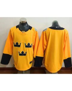Team Sweden Blank Gold 2016 World Cup Stitched NHL Jersey