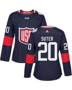Team USA #20 Ryan Suter Navy Blue 2016 World Cup Women's Stitched NHL Jersey