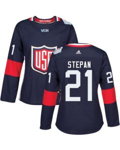 Team USA #21 Derek Stepan Navy Blue 2016 World Cup Women's Stitched NHL Jersey