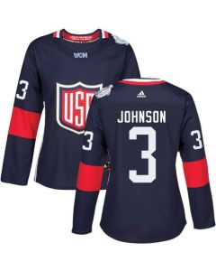 Team USA #3 Jack Johnson Navy Blue 2016 World Cup Women's Stitched NHL Jersey