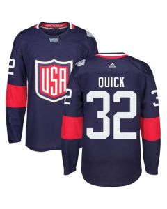 Team USA #32 Jonathan Quick Navy Blue 2016 World Cup Stitched NHL Jersey
