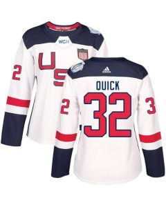 Team USA #32 Jonathan Quick White 2016 World Cup Women's Stitched NHL Jersey