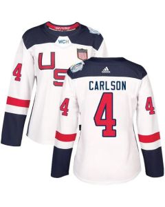 Team USA #4 John Carlson White 2016 World Cup Women's Stitched NHL Jersey