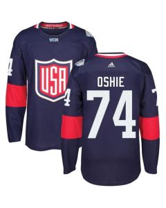 Team USA #74 T. J. Oshie Navy Blue 2016 World Cup Stitched Youth NHL Jersey