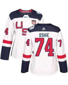 Team USA #74 T. J. Oshie White 2016 World Cup Women's Stitched NHL Jersey