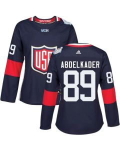 Team USA #89 Justin Abdelkader Navy Blue 2016 World Cup Women's Stitched NHL Jersey