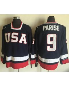 Team USA #9 Zach Parise Navy Blue 2010 Olympic 1960 Throwback Stitched NHL Jersey