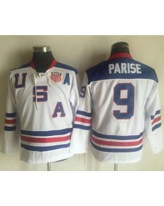 Team USA #9 Zach Parise White 1960 Throwback Stitched Youth NHL Jersey