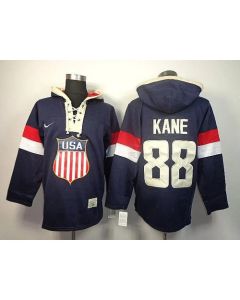Team USA Olympics #88 Patrick Kane Navy Blue Sawyer Hooded Sweatshirt Stitched NHL Jersey