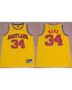 Terrapins #34 Len Bias Yellow Basketball Stitched NCAA Jersey