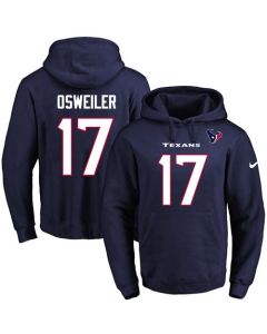 Texans #17 Brock Osweiler Navy Blue Name & Number Pullover NFL Hoodie
