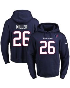 Texans #26 Lamar Miller Navy Blue Name & Number Pullover NFL Hoodie