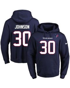 Texans #30 Kevin Johnson Navy Blue Name & Number Pullover NFL Hoodie