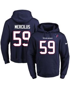 Texans #59 Whitney Mercilus Navy Blue Name & Number Pullover NFL Hoodie