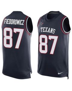 Texans #87 C.J. Fiedorowicz Navy Blue Team Color Men's Stitched NFL Limited Tank Top Jersey