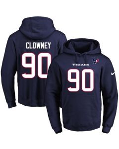 Texans #90 Jadeveon Clowney Navy Blue Name & Number Pullover NFL Hoodie