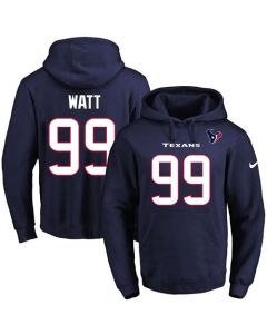 Texans #99 J.J. Watt Navy Blue Name & Number Pullover NFL Hoodie