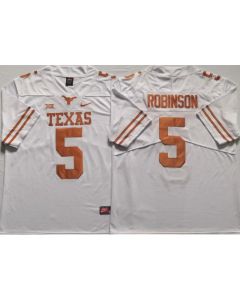 Texas Longhorns #5 ROBINSON White Stitched Jersey