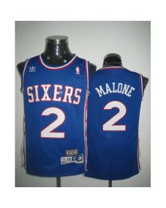 Throwback 76ers #2 Malone Blue Stitched NBA Jersey