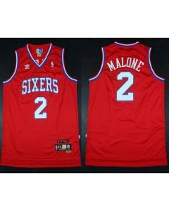 Throwback 76ers #2 Malone Red Stitched NBA Jersey