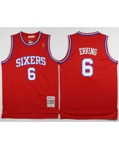 Throwback 76ers #6 Julius Erving Stitched Red NBA Jersey