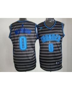 Thunder #0 Russell Westbrook Black/Grey Groove Stitched NBA Jersey