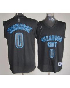Thunder #0 Russell Westbrook Black on Black Stitched NBA Jersey