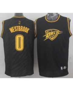 Thunder #0 Russell Westbrook Black Precious Metals Fashion Stitched NBA Jersey