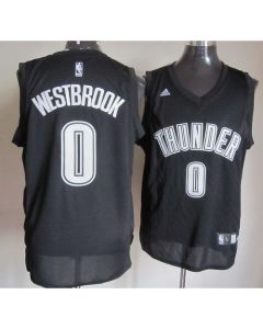 Thunder #0 Russell Westbrook Black/White Stitched NBA Jersey