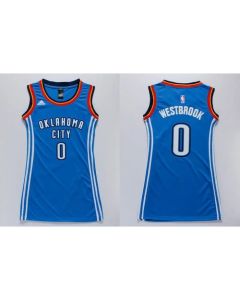 Thunder #0 Russell Westbrook Blue Women's Dress Stitched NBA Jersey