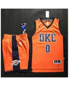 Thunder #0 Russell Westbrook Orange Alternate A Set Stitched NBA Jersey