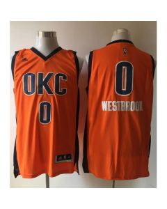 Thunder #0 Russell Westbrook Orange Alternate Stitched NBA Jersey
